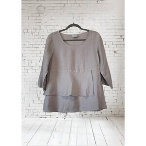 Gray Click Color Me Cotton 100% Linen Shirt Medium Grey